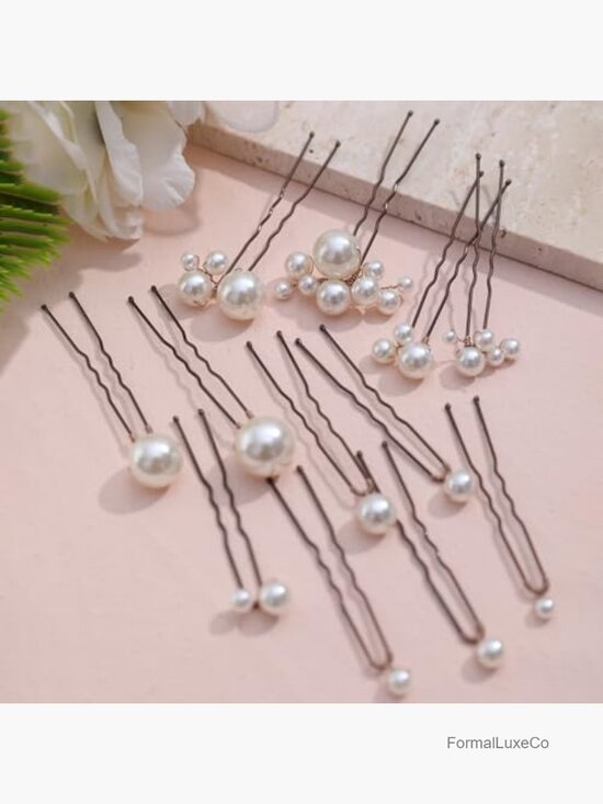 12 Pearl Hair Pins Handmade Wedding Hair Styling U-Shaped Pins for Updos